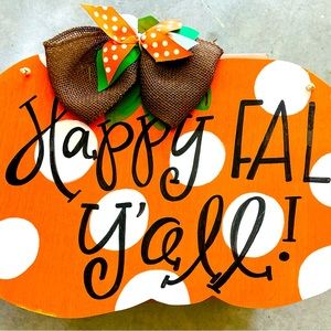 Happy Fall Y’all hand painted wood door sign